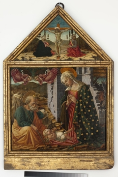 Adoration of Child Jesus and Crucifixion by Fra Diamante