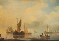 An Estuary Scene - Shipping in Calm Water by Unknown Artist