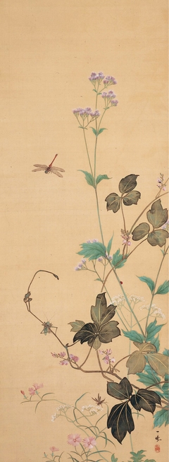 Autumn Flowers [right of a pair] by Oki Ichiga