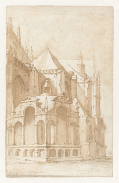 Beckeneelhuisje aan de Nieuwe Kerk te Amsterdam by Jan de Bisschop