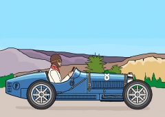 Bugatti 35 on the open road.