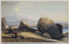 Chinese Shore Scene - Two Fishermen with Skate by George Chinnery