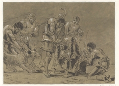 Christus verdrijft de handelaren by Leonaert Bramer