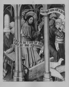 Christus vertreibt die Wechsler aus dem Tempel by Meister des Albrechtsaltares zu Klosterneuburg