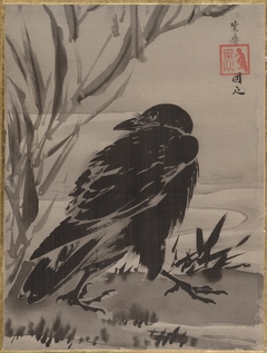 Crow and Reeds by a Stream by Kawanabe Kyōsai