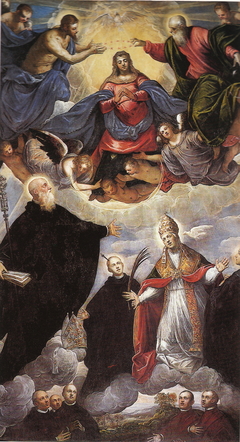 Crowned Madonna between Benedictine Saints by Jacopo Tintoretto