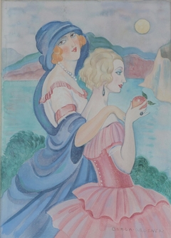 Deux femmes à la pomme by Gerda Wegener
