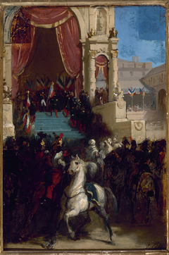 Distribution des aigles et la bénédiction des drapeaux, le 10 mai 1852, au Champ-de-Mars by Isidore Pils