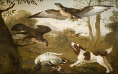 Dog Guarding A Dead Duck From Birds Of Prey by British School