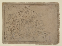 Durga, Kali, and the Matrikas Battle the Demon Raktabija: Scene from the Devi Mahatmya by Nainsukh