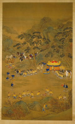 Emperor Qianlong Hunting and Dinner Scroll by Giuseppe Castiglione by Giuseppe Castiglione