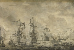 Episode uit de slag in de Sont tussen de Hollandse en de Zweedse vloot, 8 november 1658 by Willem van de Velde the Elder