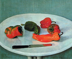 Felix Vallotton, Red Peppers on round, white Table