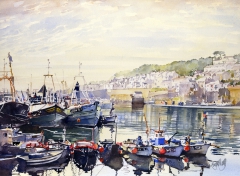 Fishing Boats in Newlyn Harbour by Margaret Merry