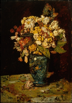 Flowers in a Blue Vase by Adolphe Joseph Thomas Monticelli