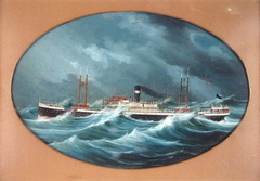 Het vracht/passagiersschip ss. Tjimanoek van de Java-China-Japan Lijn by anonymous painter