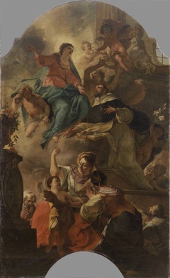 Hl. Dominikus als Fürbitter bei Maria by Johann Evangelist Holzer