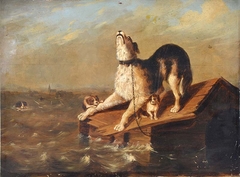 Honden in watersnood by Guillaume Anne van der Brugghen
