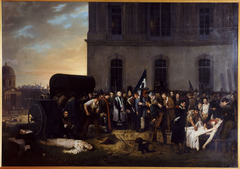 Inhumation provisoire des victimes de Juillet devant la colonnade du Louvre by Jean Alphonse Roehn