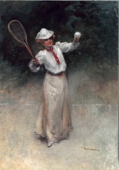 Lady playing Tennis by Zsigmond Vajda