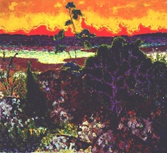 Landscape with a red cloud by Konrad Mägi