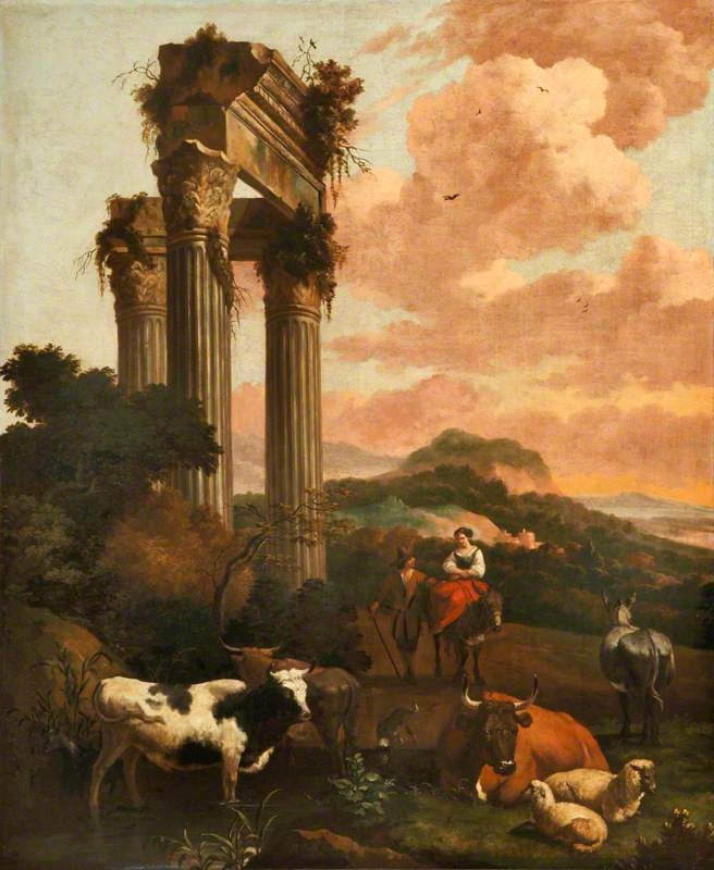 Landscape with Figures, Cattle and Sheep among Classical Ruins