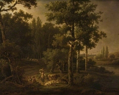 Landscape with flocks by Hendrik-Jozef Antonissen