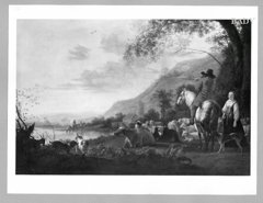 landscape with horse - man and cattle by Aelbert Cuyp