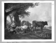 landscape with shepherdess and cattle by Jean-Louis de Marne