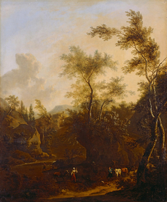Landschaft mit Hirten und Herde by Frederik de Moucheron