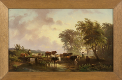 Landschap met herder en vee by Albert Jurardus van Prooijen