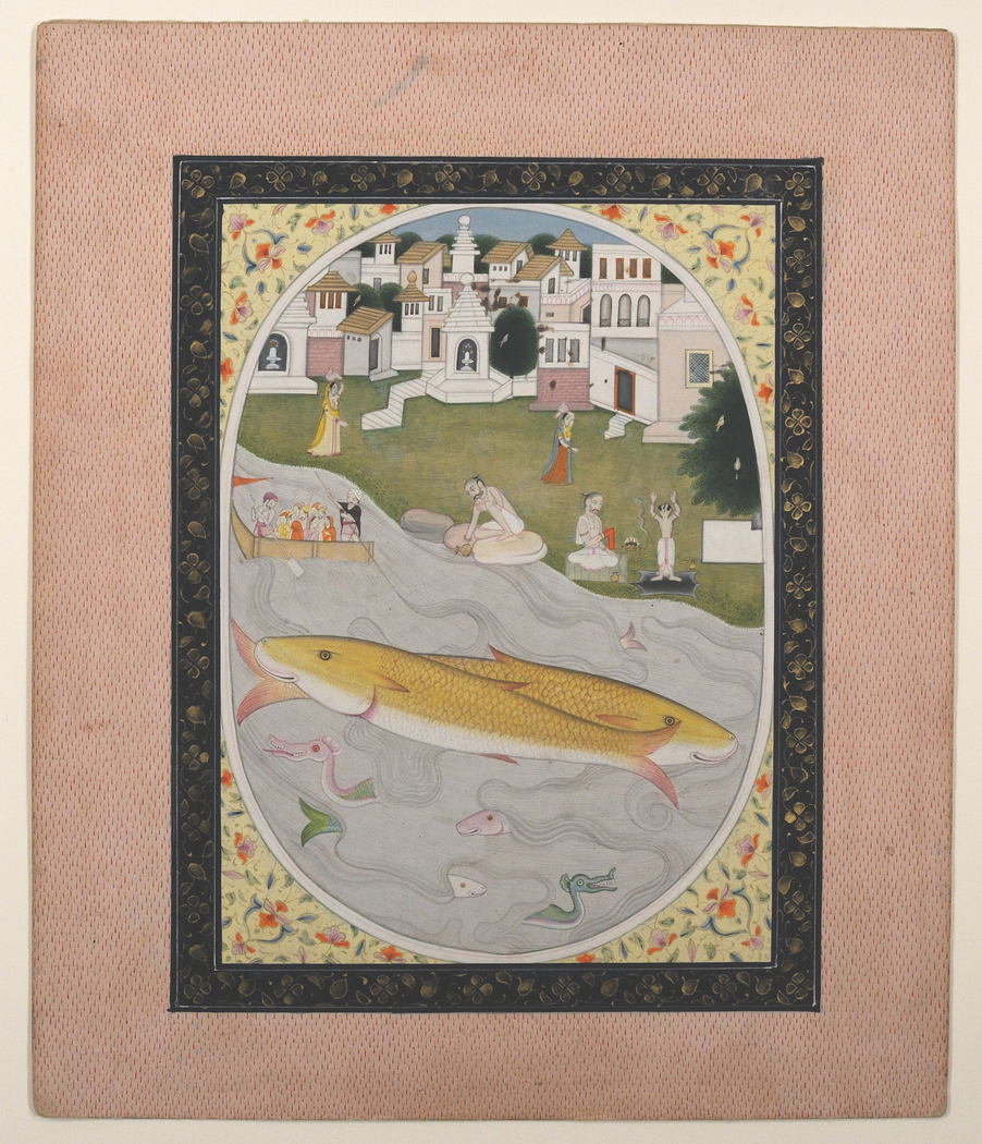 Manuscript Painting with Hindu Tantric Scene Depicting Two Fish