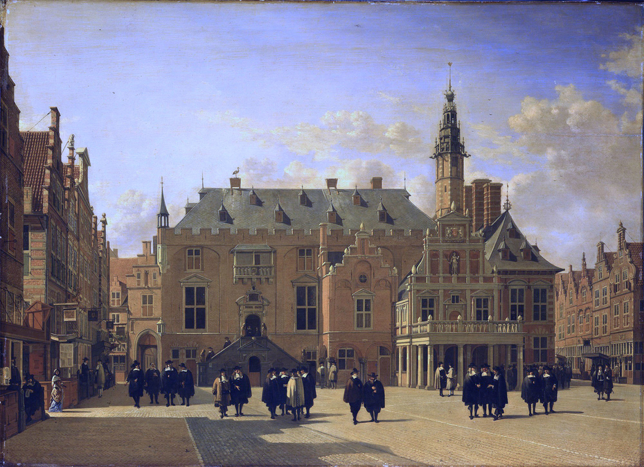 Market Place at Haarlem, Looking towards the Town Hall