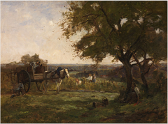 Mending the Wheel of a Farm Cart near a Tree by Nathaniel Hone the Younger