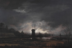 Moonlit Landscape with a Windmill