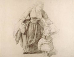 Mother and Child - Study for "A Highland Interior" and verso Sketch for a Composition - John Phillip - ABDAG004211