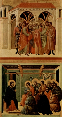 Pact of Judas (top); Christ Taking Leave of the Apostles (bottom) by Duccio di Buoninsegna