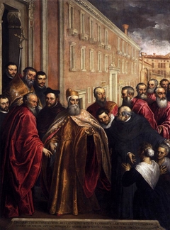 Pasquale Cicogna in Dogal Robes Visiting the Church and Hospital of the Crociferi by Palma il Giovane