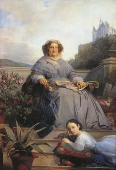 Portrait de la veuve Clicquot, née Ponsardin et de son arrière petite-fille, Anne de Mortemart by Léon Cogniet
