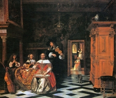 Portrait of a family making music by Pieter de Hooch