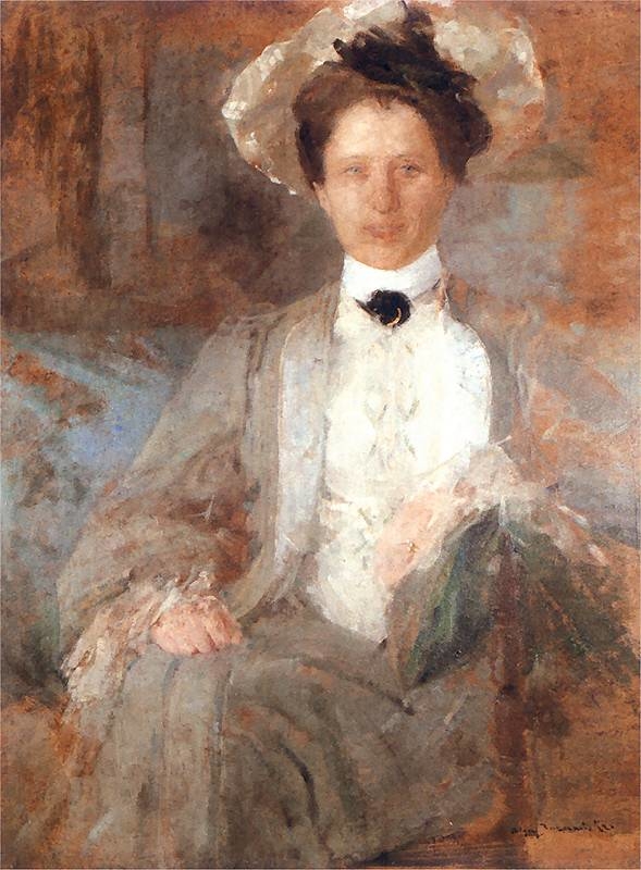 Portrait of a lady in a white hat