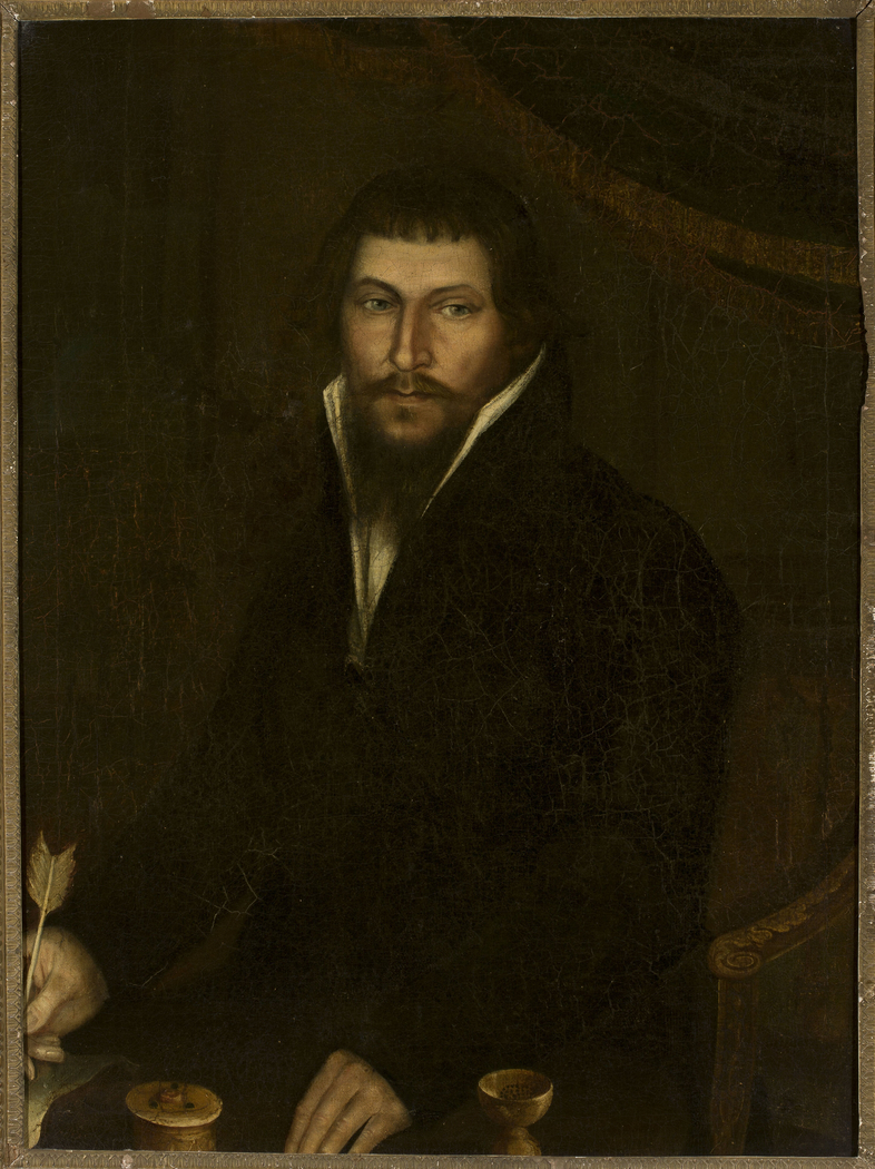 Portrait of a man with a goose quill in his hand