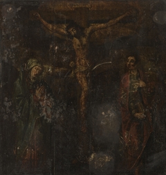 Rechtervleugel van een diptiek met een voorstelling van Christus aan het kruis met Maria en Johannes by anonymous painter