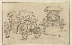 Reiswagen uit twee verschillende hoeken gezien by Jan van de Velde II