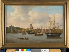 Schepen op de rivier by Frederik Willem Camp