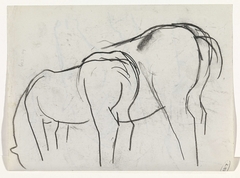 Schetsblad met studies van paarden by Leo Gestel