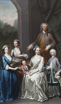 Sir Jacob Astley, 3rd Baronet Astley of Hill Morton (1692-1760), with his wife, Lucy L'Estrange, Lady Astley (1699-1739) and their children: Isabella Astley (1724 - 41); Blanche, later Mrs Edward Prat by attributed to Petrus Johannes van Reysschoot