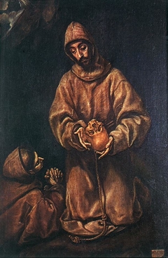 St Francis and Brother Leo Meditating on Death by El Greco