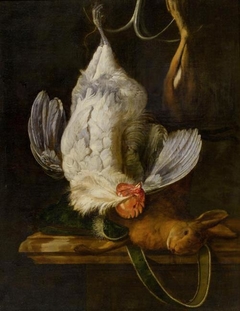Still Life with a White Rooster and a Hare