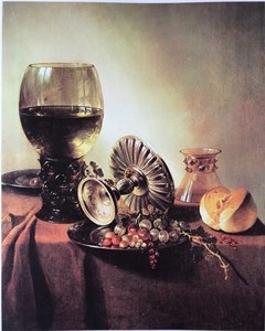 Still life with roemer and fallen tazza with inverted berkemeyer on a table